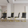 thumbnail image 3 of Set of 4 Modern Dining Chairs, High Back PU Faux Leather Upholstered Chair with Gloden Glossy Chromed Legs for Dining Room & Office, 3 of 6