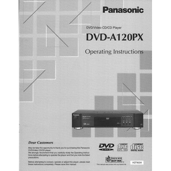 Instruction Manual ONLY for Panasonic DVD-A120PX DVD Player Owners Instruction Manual REPRINT