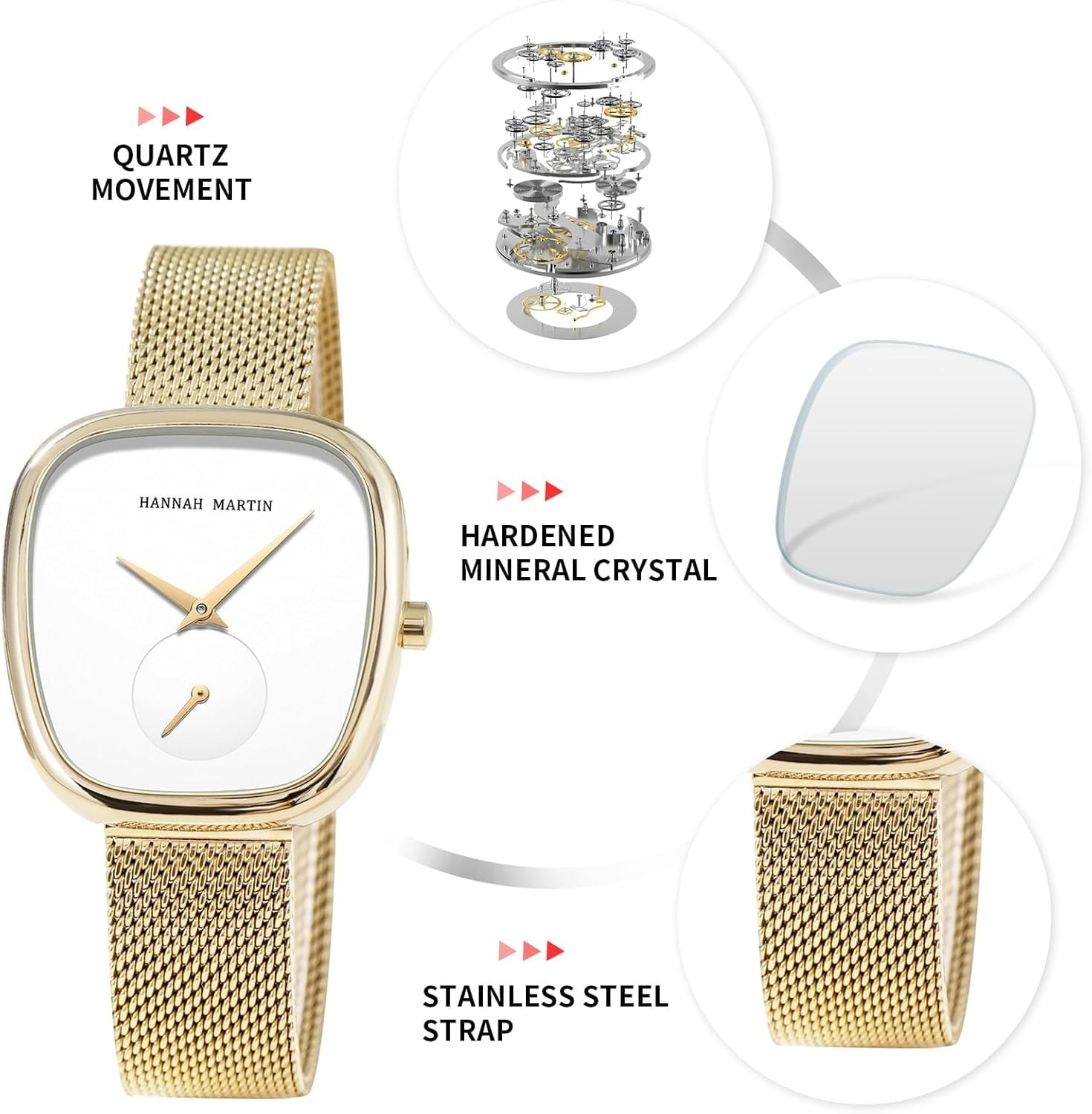 Watches for Women Waterproof Ladies Analog Quartz Wrist Watches Stainless Steel Band Fashion Dainty Female Watch