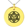 thumbnail image 1 of Stainless Steel Arcanism Magic Rune Engraved Small Medallion Circle Charm Pendant Necklace, 1 of 1
