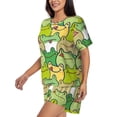 thumbnail image 2 of Kdxio Cartoon Frog Print Pajamas Sets for Women Short-Sleeved Pjs with Lounge Shorts Two Piece Sleepwear S-4XL, 2 of 8