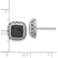 thumbnail image 4 of Sterling Silver Rhodium-Plated Polished Black Spinel Square Post Earrings (Width 11.8) (Length 11.65) - Jbsp, 4 of 5