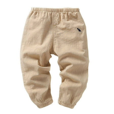 

Baby Boys Jogger Pants Children s Casual Embroidered Printed Loose Mosquito Proof Leg Tied Denim Pants New Full Length Pants Khaki 120