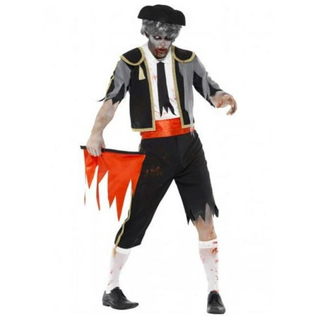Smiffys 44368L Black Zombie Matador Costume with Jacket, Trousers Cummerbund Hat & Red Flag -