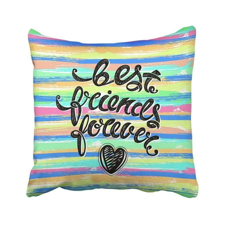 ARTJIA Bff Best Friends Forever Letters Applique Brotherhood Calligraphy Creative Cute Day Drawn Pillowcase Cover 18x18 (Best Cover Letter Format)