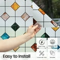 thumbnail image 5 of DKTIE 17.7" x 78.7" Agate Stone Lattice Pattern Stained Glass Privacy Window Film, Anti-UV & Heat Blocking, Easy Install Electrostatic Cling, Deliver installation tools, 5 of 12