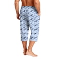 thumbnail image 6 of Mens Swim Trunks Men's Casual Hawaiian Print Drawstring Cropped Capri Pants Resort Print Swim Trunks with Elastic Waist Summer Beach Shorts for Vacation Spring Travel Light Blue XL, 6 of 9