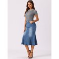 thumbnail image 4 of DARING DIVA Fishtail Denim Skirt Women's Washed Midi Jean Bodycon Skirt S Sky Blue, 4 of 6