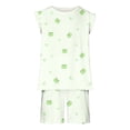 thumbnail image 5 of Cethrio Girls Outfit Sets, Printed Flutter Sleeve Soft T-Shirts and Shorts Sets Green Size 7T, 5 of 8