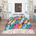 thumbnail image 2 of Designart 'Graphic Pattern Multicolored Feathers' Southwestern Duvet Cover Set, 2 of 4