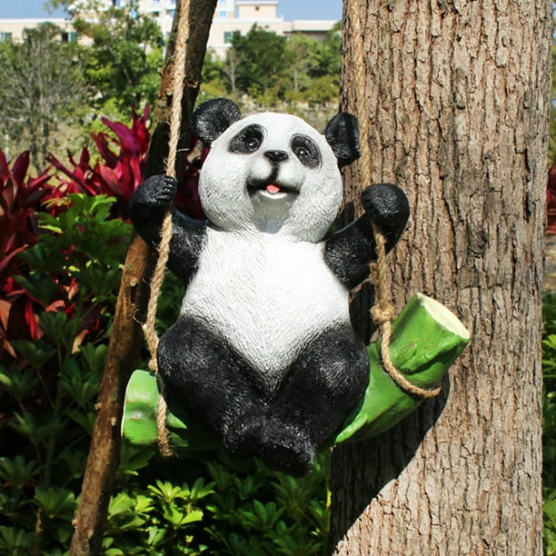 Flmtop Delicate Animal Figurines Realistic Cartoon Resin Visual Panda Koala  Sculptures for Garden 