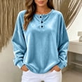 thumbnail image 2 of GEWSEY Velvet Blouses for Women Long Sleeve Crewneck Dressy Casual Velour Shirts Cocktail Evening Party Outfits (Sky Blue, S), 2 of 5
