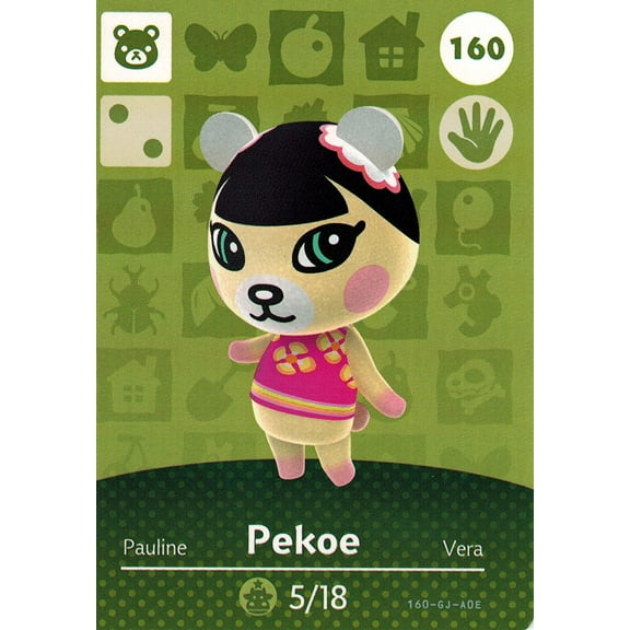 Nintendo Animal Crossing Happy Home Designer Amiibo Card Pekoe 160/200 USA Version
