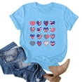 thumbnail image 4 of ORT Patriotic Shirts for Women 4th of July Gift Shirt USA Flag Stars Stripes Graphic Short Sleeve Casual Tops(Sky Blue,XXL), 4 of 5