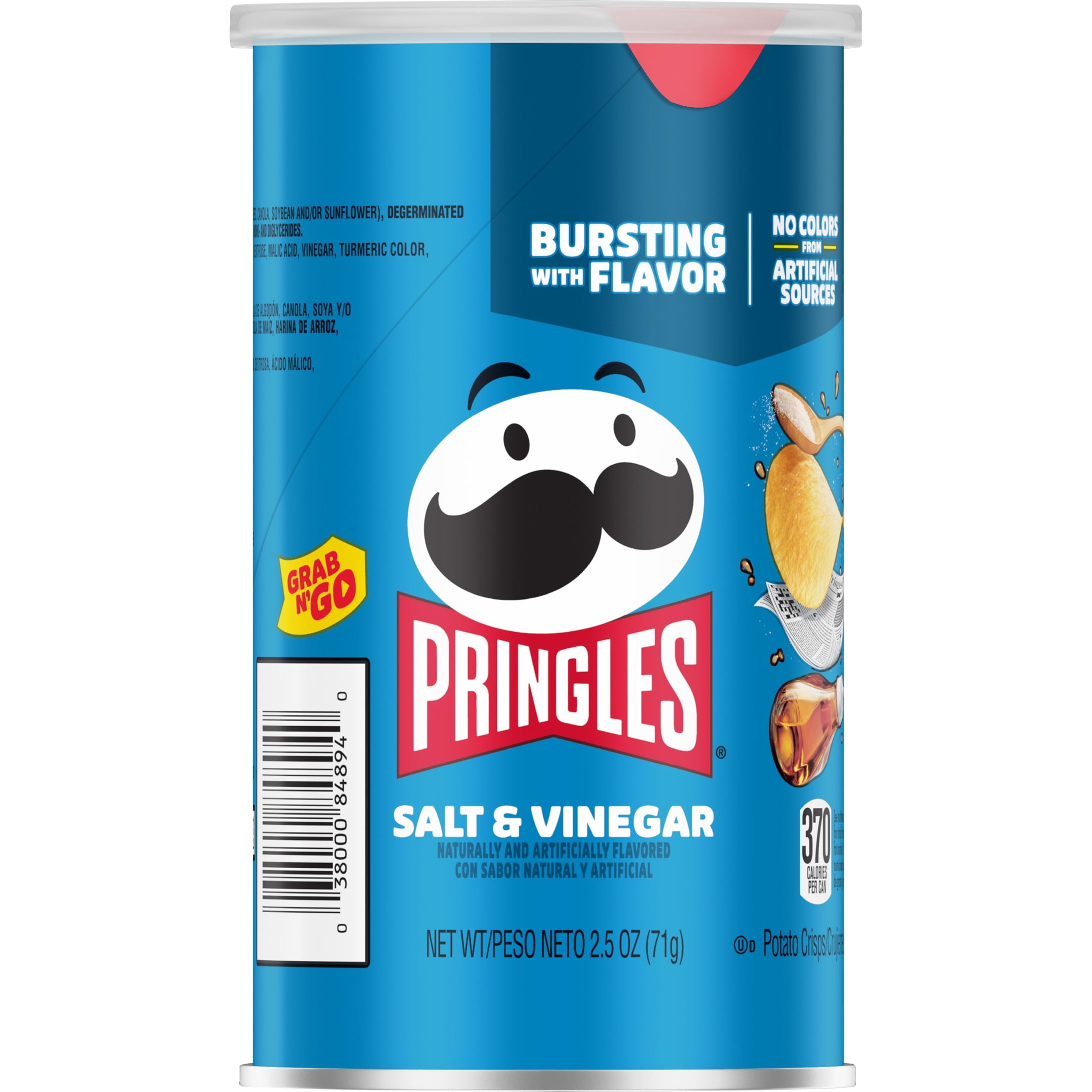 (2 pack) Pringles Potato Crisps Chips, Lunch Snacks, Office and Kids Snacks, Grab and Go Snack Pack, Salt and Vinegar, 2.5oz Can (1 Can)