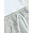 thumbnail image 5 of Kids Boys Girls Short Sleeve Round Neck Letters Print Tops Drawstring Jogger Pants Casual Outfits, 5 of 7