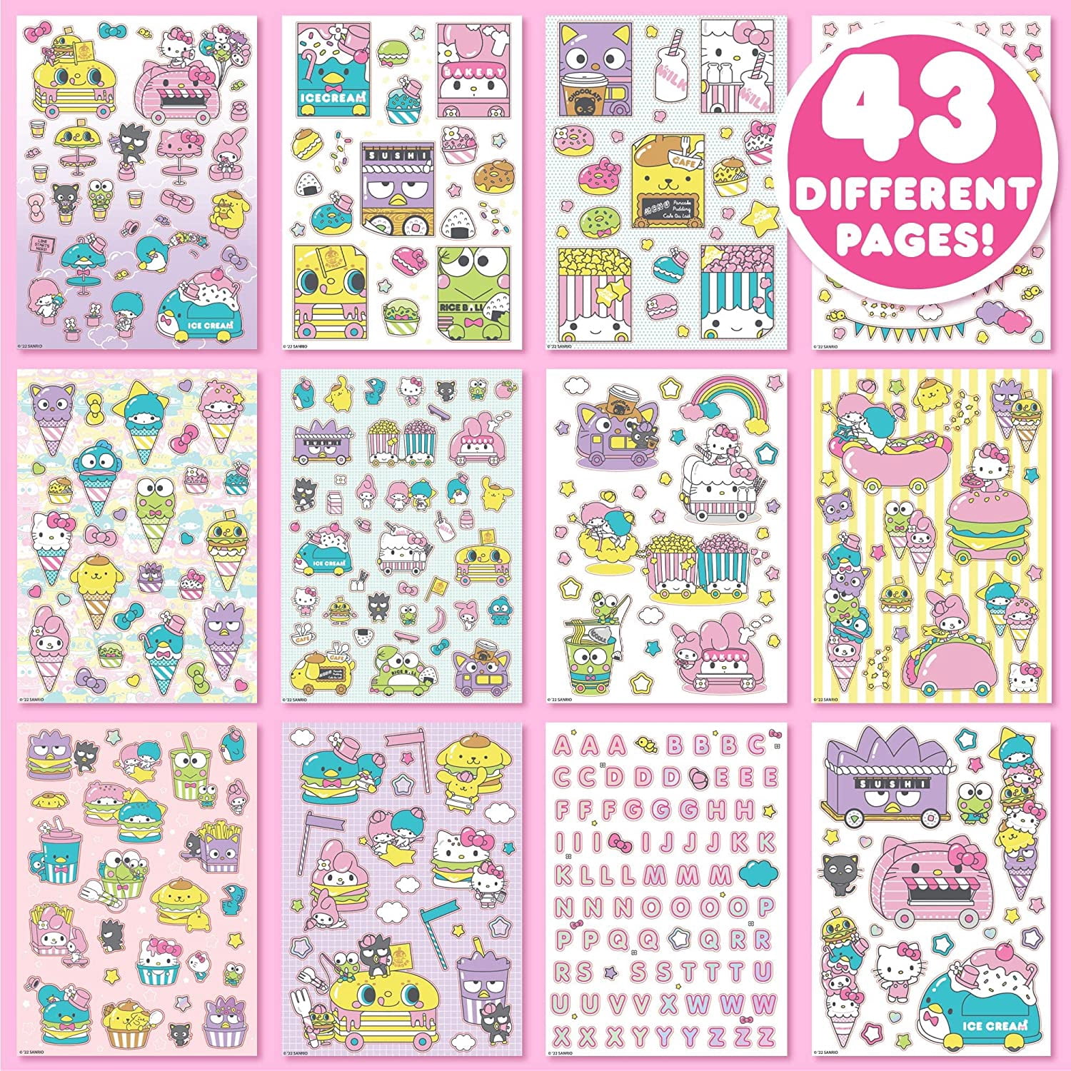 Sanrio Hello Kitty and Friends 1500+ Super Cute Kawaii Stickers, Hello Kitty Chococat My Melody Keroppi Badtz-Maru Pompompurin, Cute Gifts for Kids Teens Girls Adults