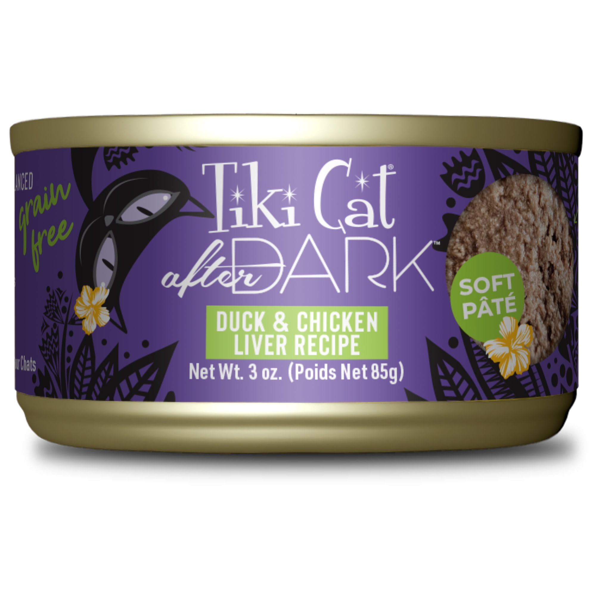 (24 pack) Tiki Cat After Dark Pate Wet Cat Food, Duck & Chicken Liver, 3 oz. Can