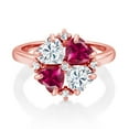 thumbnail image 2 of Gem Stone King 18K Rose Gold Plated Silver Moissanite and Red Created Ruby Ring for Women (2.28 Cttw, Heart Shape 5MM, Gemstone Birthstone, Size 7), 2 of 3