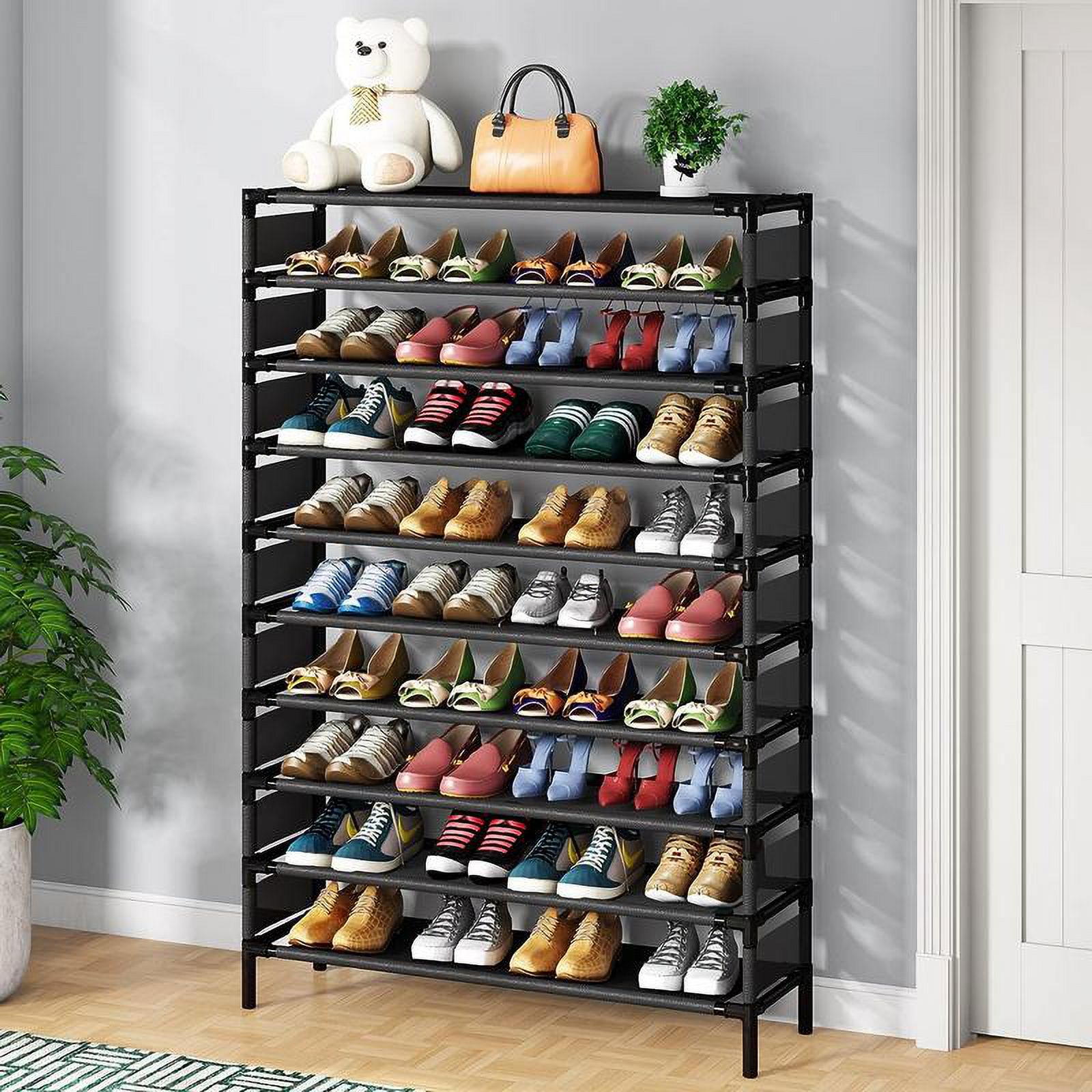 10-Tier Shoe Rack, 50 Pairs Space-Saving Shoe Storage Metal Organizer for Entryway, Bedroom, Closet, Living Room, shoe rack organizer