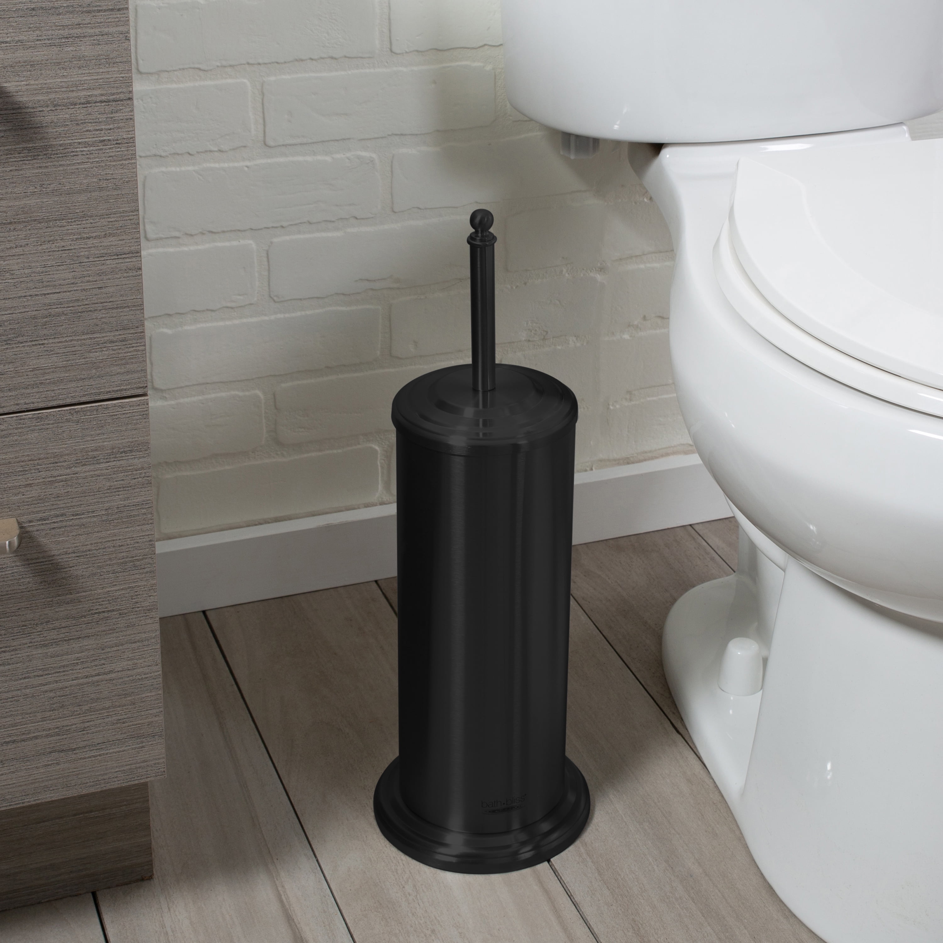 Bath Bliss 3 Piece Deluxe Bathroom Toilet Brush and Plunger Set in Matte Black