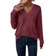 thumbnail image 6 of Tawop Women Shirts Womens Tee Shirts Long Sleeve V Neck Knitted Red L(Us:8), 6 of 7