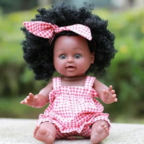 KOYPTL 12 In-Simulation Black Reborn Doll for Baby Toddlers 6-12-18 Months,Cute Bedtime Doll for Soothing Accompanying,Soft Curly Hair Rubber Doll Gifts for Boys Girls Pretend Play Christmas Birthday