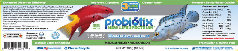 New Life Spectrum Probiotix Medium Fish Food Pellets for Enhanced Digestion, 300 g