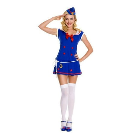 Music Legs 70421-SM 3 Piece Sassy Sailor Collared Dress Costume, Small & Medium
