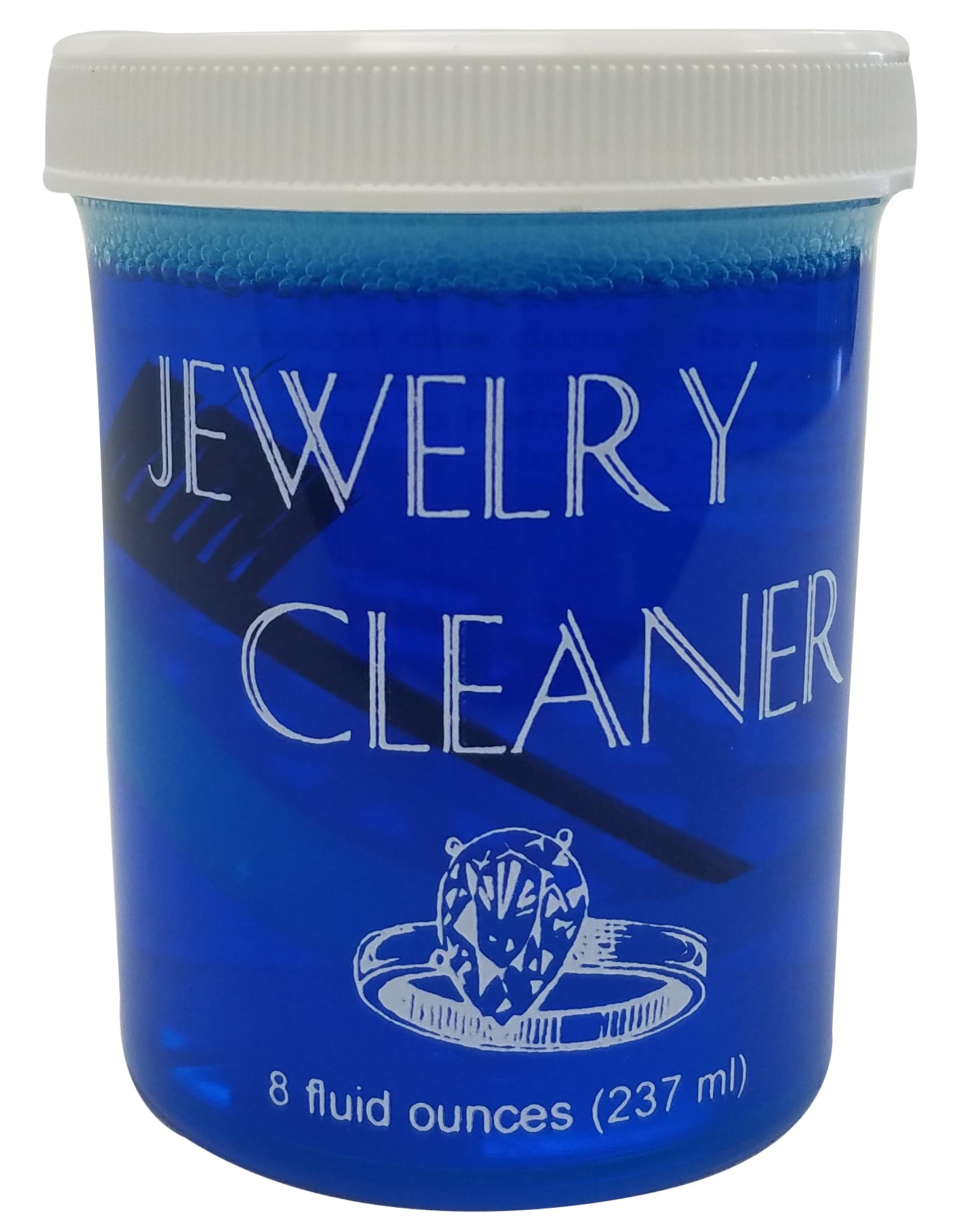 JEWELRY CLEANER/BLUE 8 ounces with basket & brush 