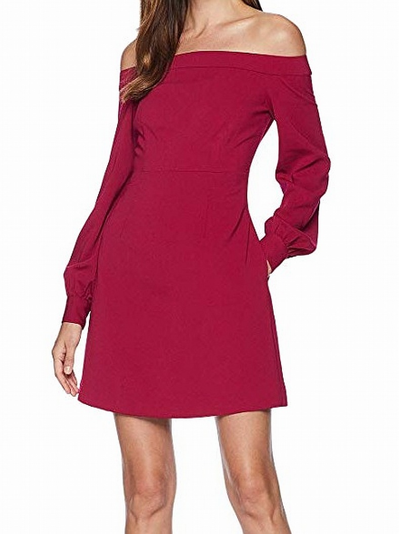 burgundy bardot dress