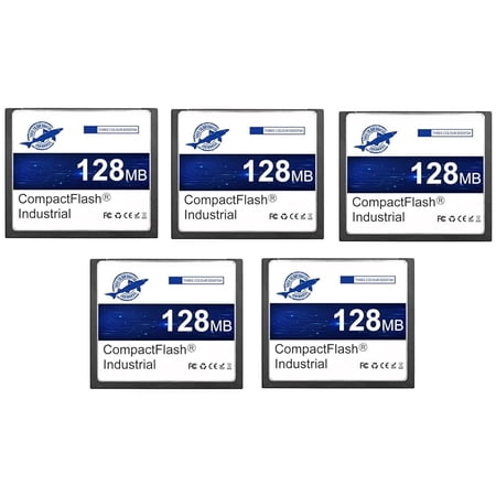 Dogfish Compact Flash Memory Card 128MB 5 Pack High Performance Industrial CF Type I Card FAT16 for Industrial Equipment and Vintage Digital Cameras