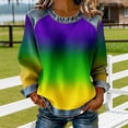 thumbnail image 5 of Hueook Oversized Tshirts for Women Fashion Casual Round Neck Gradient Color Long Sleeve T Shirt Blouse Loose Tops Purple XL, 5 of 5