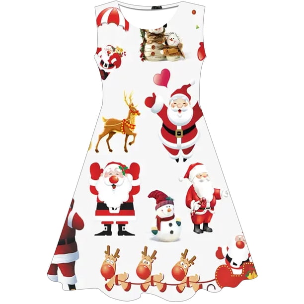 Moda 2022, vestido de Navidad para niñas, vestido de verano, vestido de dibujos animados, vestido de princesa, ropa de Papá Noel para niñas de 1 a 10 años, 10T Gao Jinjia LED