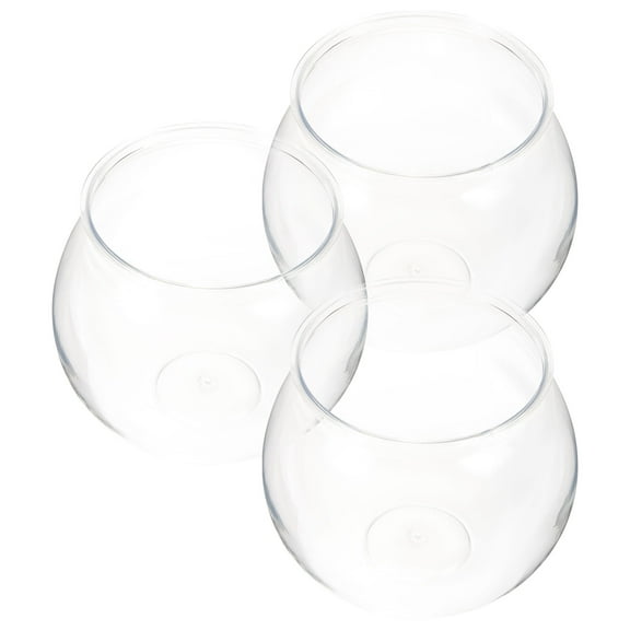 Topbathy 3Pcs Durable Plastic Fish Bowl for Office and Home Tabletop Decor