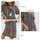 thumbnail image 5 of Vestido estampado para mujer Estilo de vacaciones Vestido de manga corta de verano Escote Corbata Falda informal para mujer Negro XL, 5 of 6