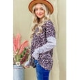 thumbnail image 3 of Women's Leopard Print Drop Shoulder Patchwork Sleeve Top, 3 of 5