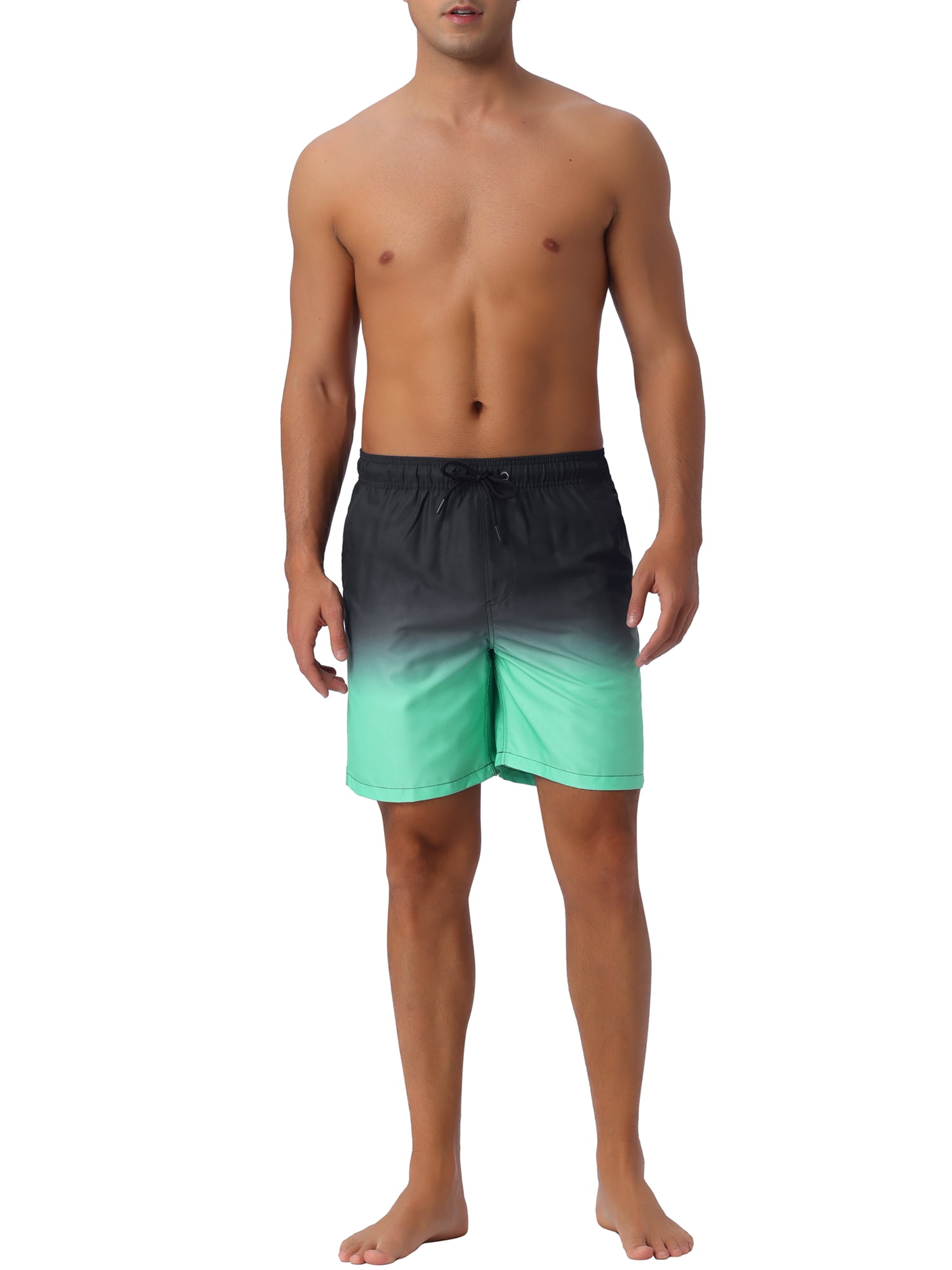 INSPIRE CHIC Father's Day Men's Gradient Color Drawstring Elastic Waist Lining Summer Swimming Trunks 30 Light Green