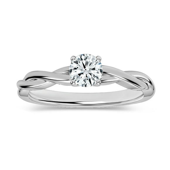 ALLORYA 0.25 Carat Round Lab Grown White Diamond Solitaire Intertwined Strands Engagement Ring for Women in 925 Sterling Silver, Size 7
