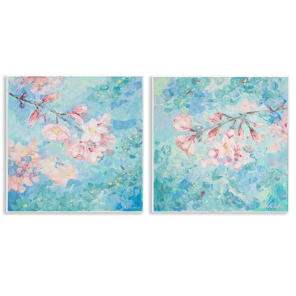 Stupell Industries Yoshino Cherry Blossoms Floral & Botanical Painting Unframed Art Print Wall Art, 12 x 12, Set of 2
