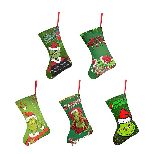 Bolsillo de dulces navideños de elfo verde para colgar con gancho para suministros de Año Nuevo (C) Wdftyju Libre de BPA