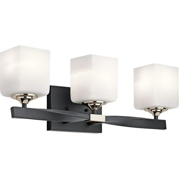3 Light Soft Vanity Light Damp Location Rated with Soft Contemporary Style 8 inches Tall By 22.75 inches Wide-Black Finish Bailey Street Home