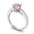 thumbnail image 2 of 1.465 ctw Solitaire with Zirconia Diamond Accents Anniversary Ring for Women | Round Cut Simulated Pink Diamond | Hyperallergenic Solid 18K White Gold, 2 of 5