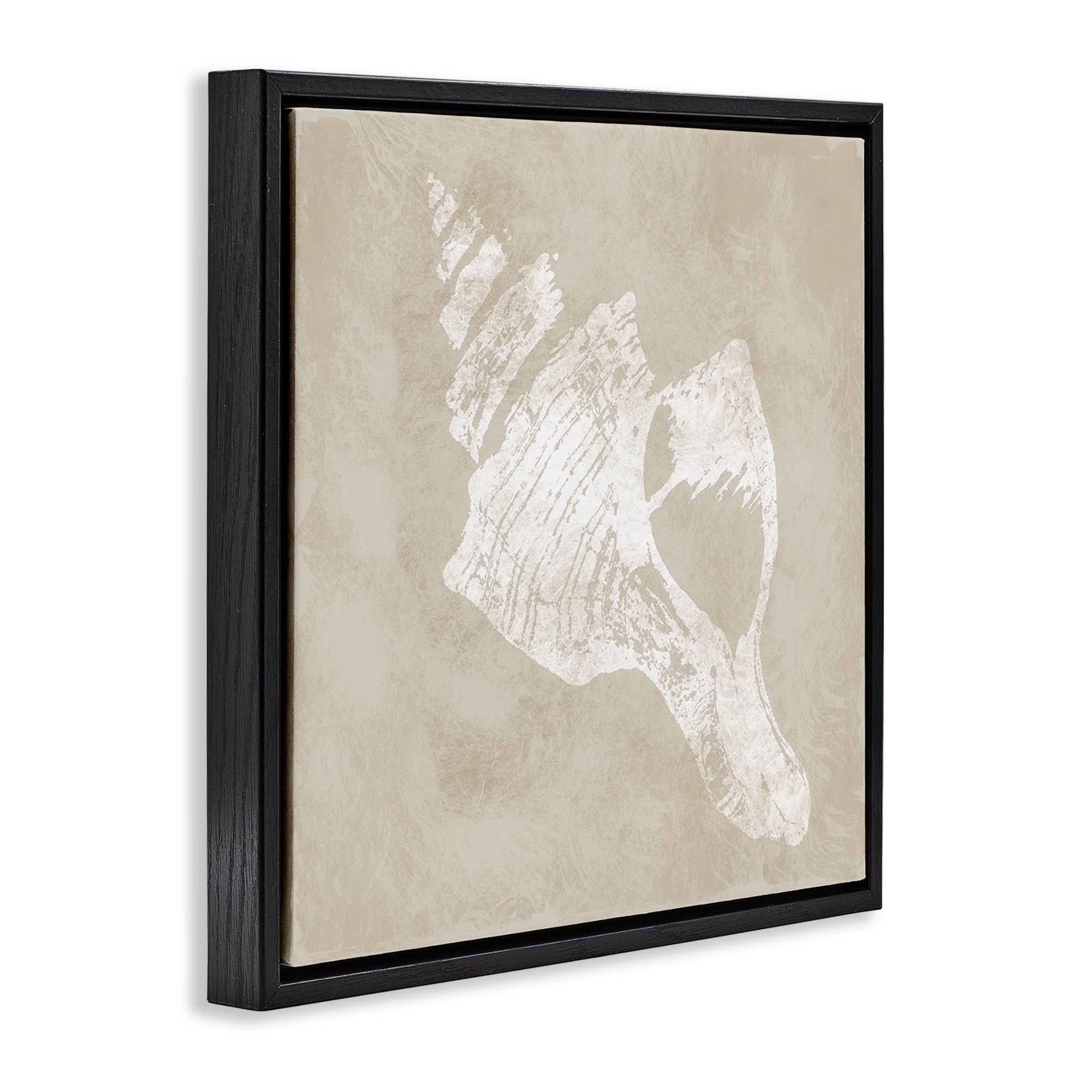 Stupell Industries Rustic Distressed Conch Nautical & Beach Painting Black Floater Framed Canvas Art Print Wall Art, 18 x 18