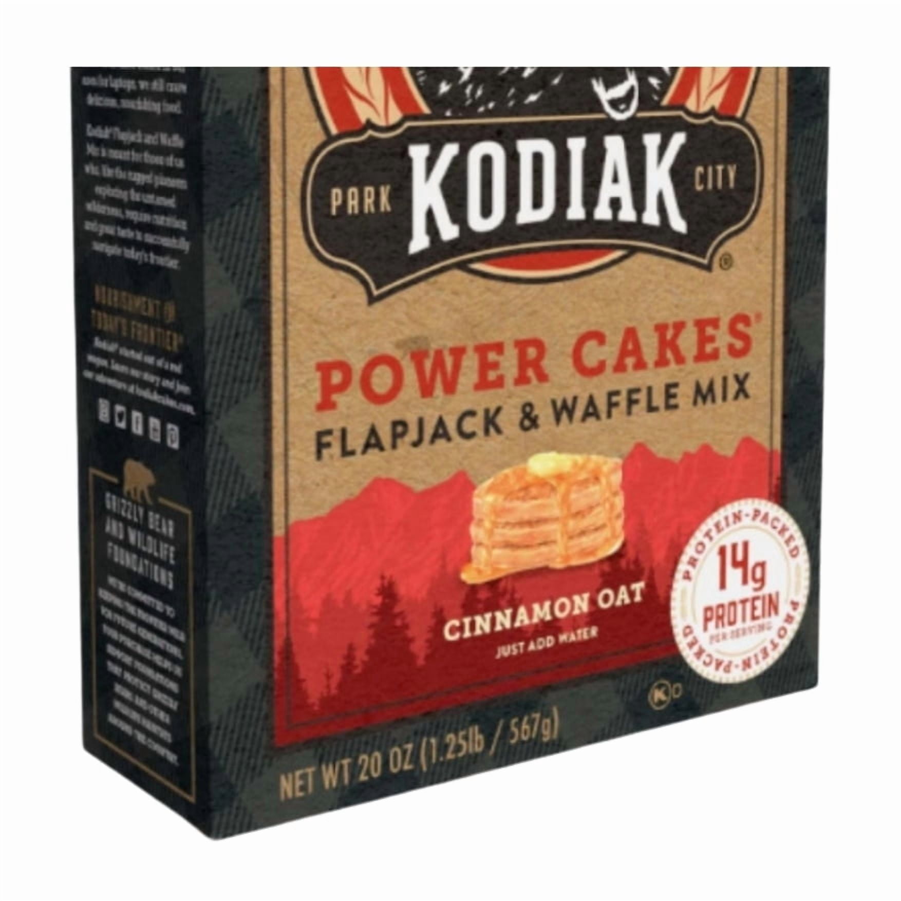 Kodiak Protein-Packed Power Cakes Cinnamon Oat Pancake and Waffle Mix, 20 oz Box (2 pack) and 8in Silicone Spatula (Color Varies)