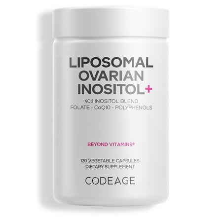 Codeage Liposomal Ovarian Inositol + Supplement, Folate & Coenzyme Q10, Hormonal Balance, 120 ct