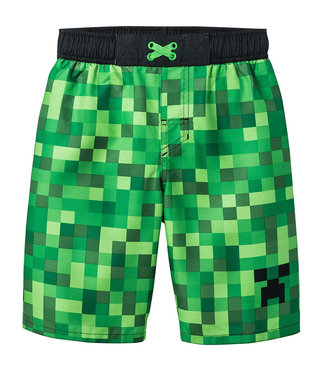 Mojang - Minecraft Big Boys Swim Trunk,Green, Black,S (6/7), Novelty ...