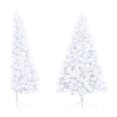 thumbnail image 2 of vidaXL Artificial Half Pre-lit Christmas Tree with Ball Set White 210 cm, 2 of 5