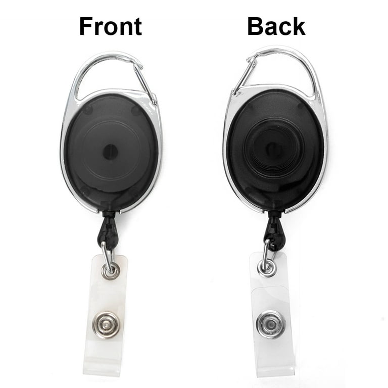 Officeship 6pcs/pack Carabiner Badge Holder Reels with Back Splint-Black with Back Splint, Size: One Size