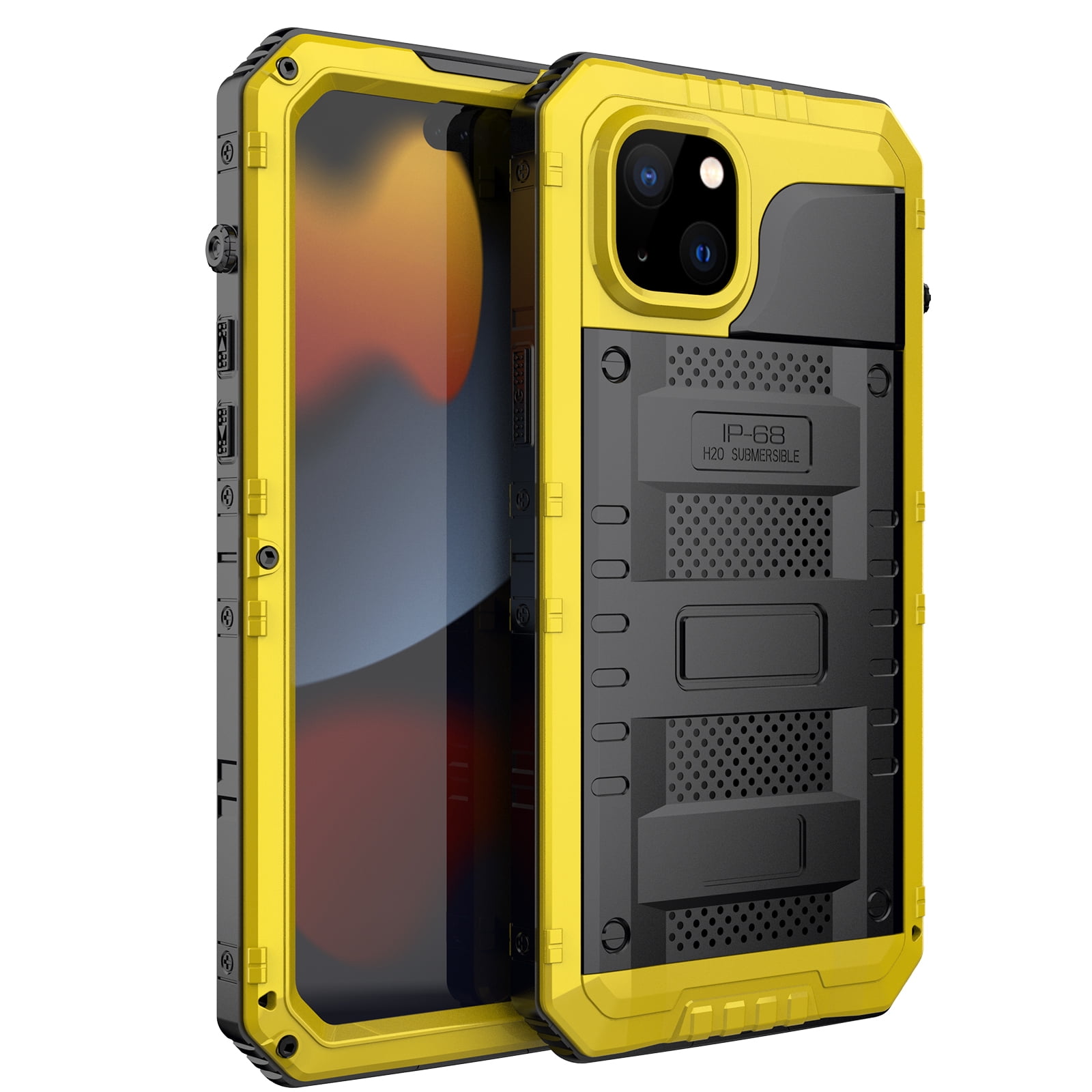 for iPhone 11 Case, Military Grade IP68 Waterproof Dustproof Shockproof Full Body Sealed Underwater Case with Built-in Screen Protector Heavy Duty Metal Rugged Defender Phone Case,Yellow